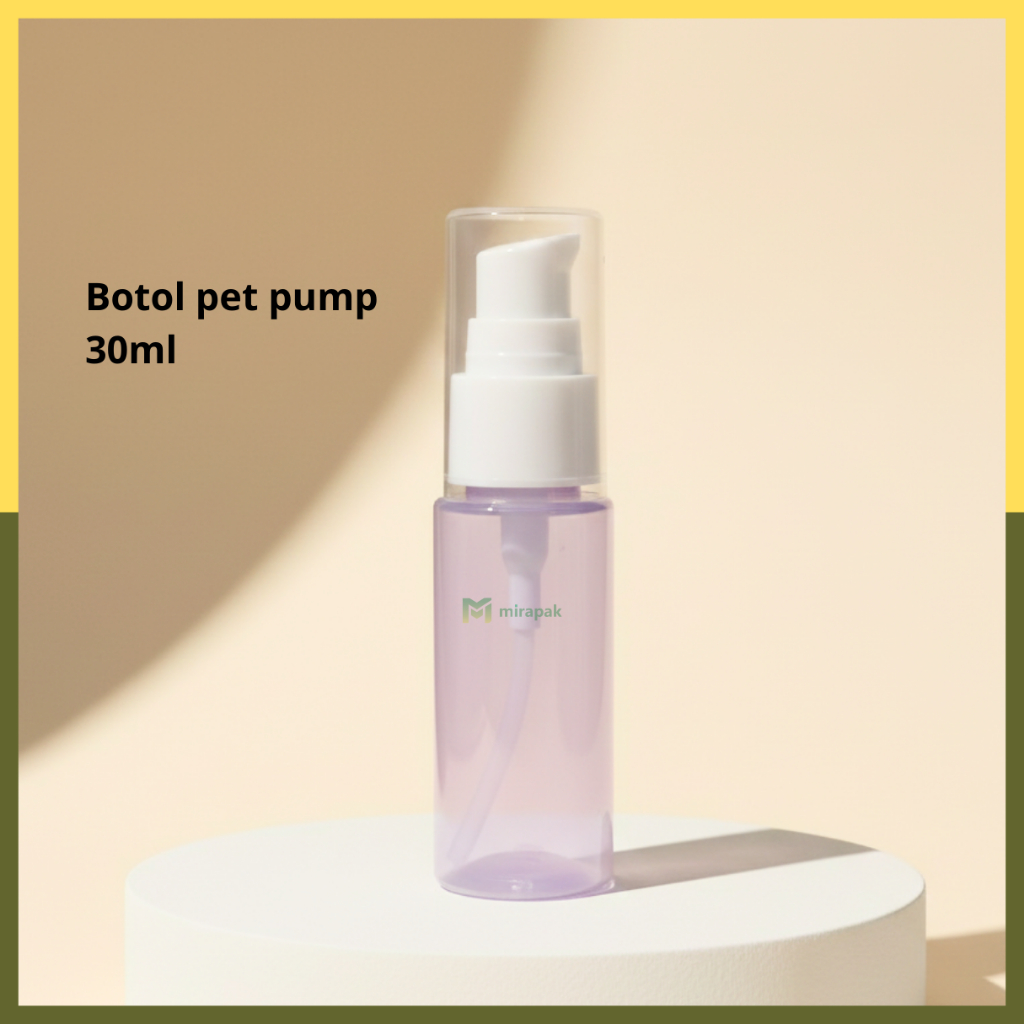BOTOL PUMP LOTION 30ML UNGU PLASTIK PET - TUTUP PUMP PUTIH FULL COVER BENING - SERUM KOSMETIK SKINCA