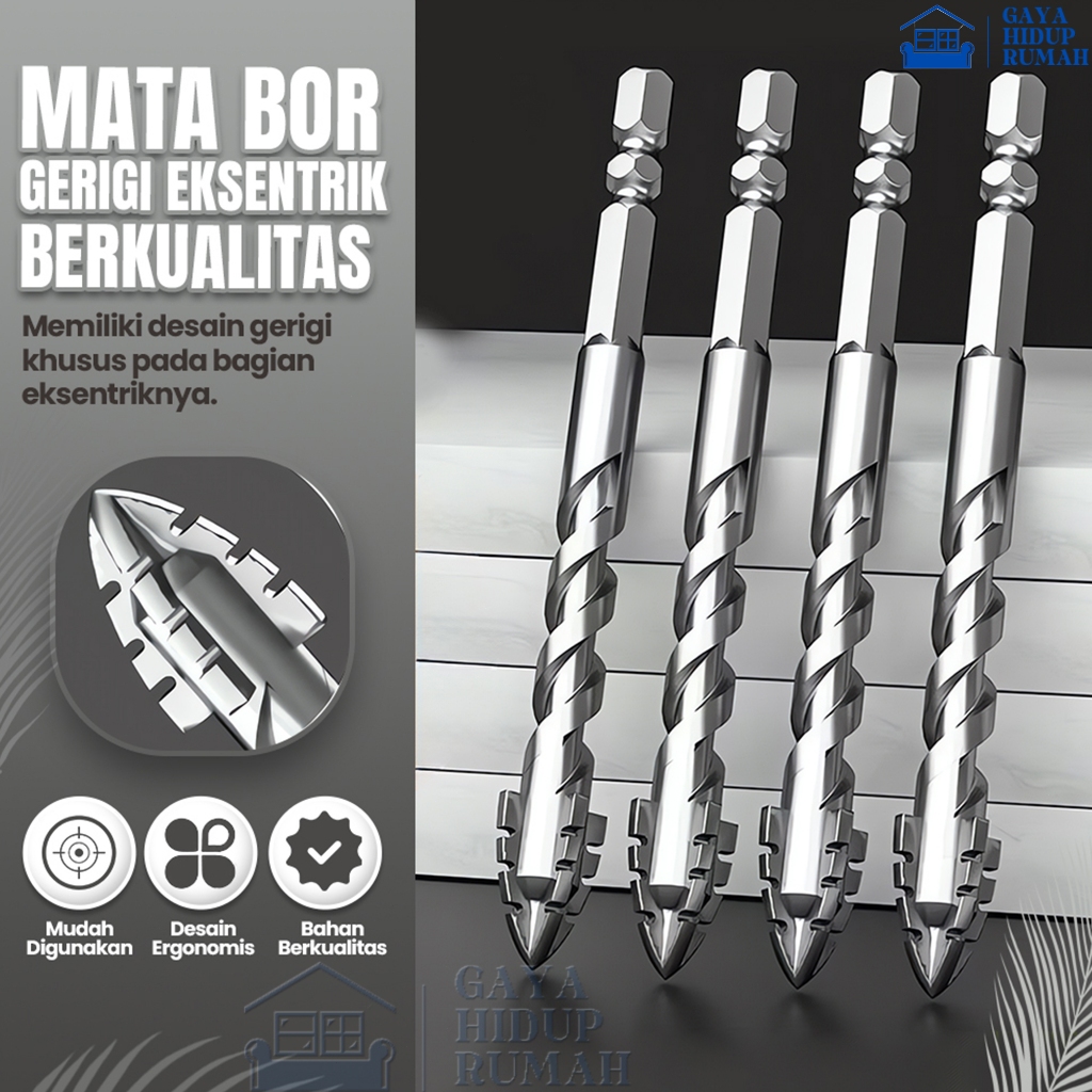 Mata bor seruling chip yang diperlebar, mata bor khusus untuk batu/ubin, kecepatan pengeboran cepat,