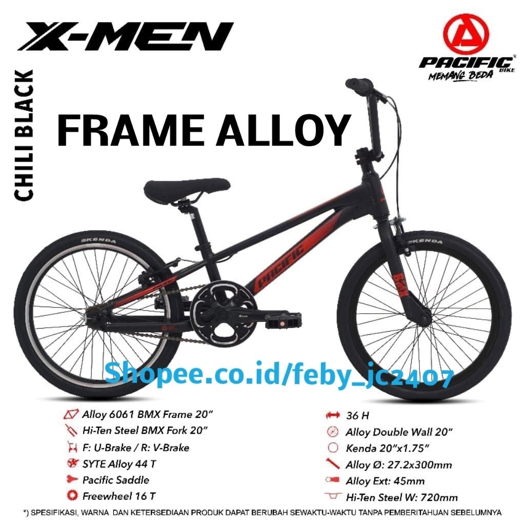 Sepeda BMX PACIFIC X-MEN Ukuran 20 Inch frame alloy aluminium