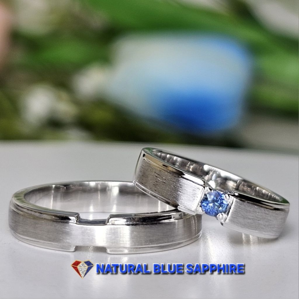 Cincin couple pasangan emas blue sapphire BS050