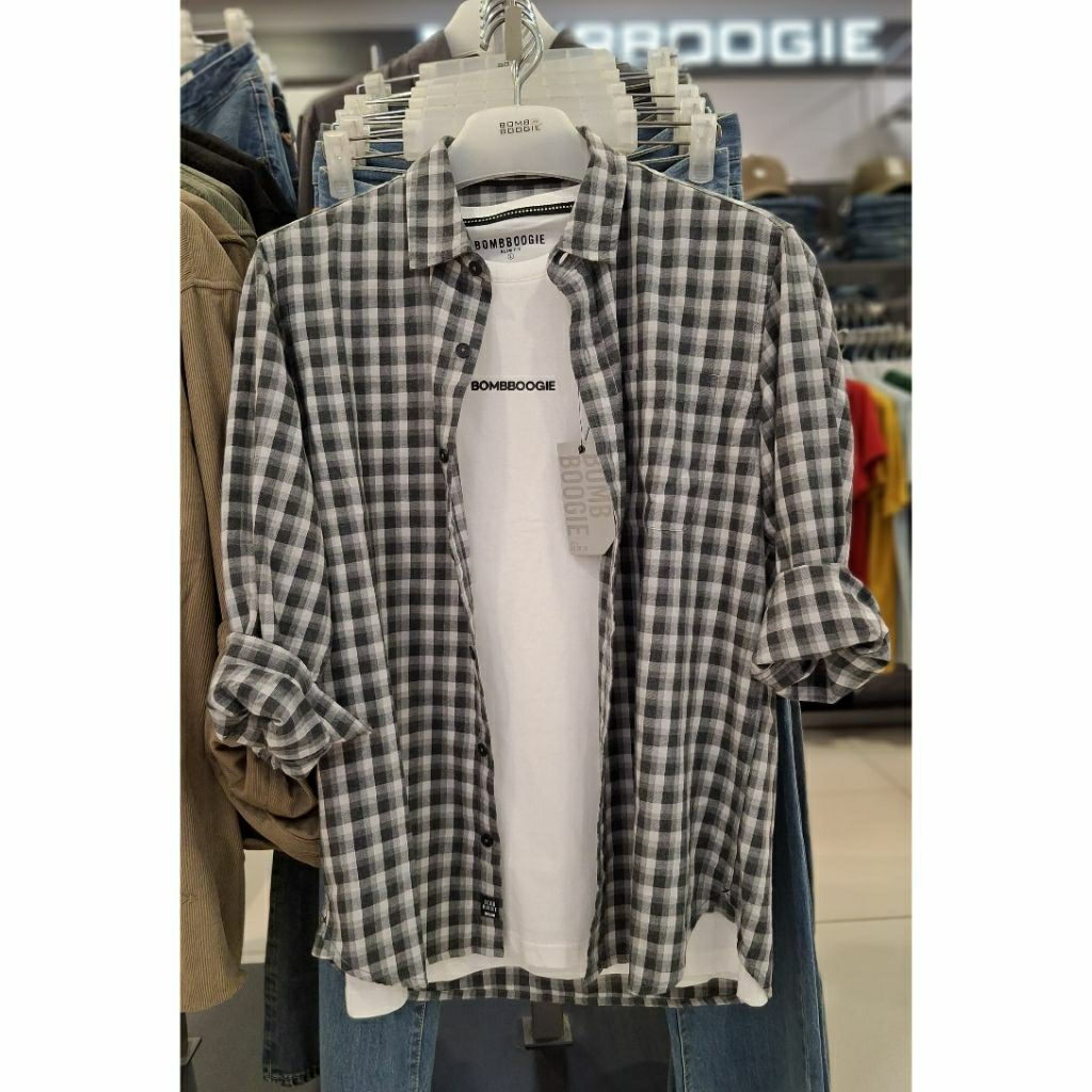 [ BOMBBOOGIE ] Kemeja Pria Lengan Panjang Bombboogie Original