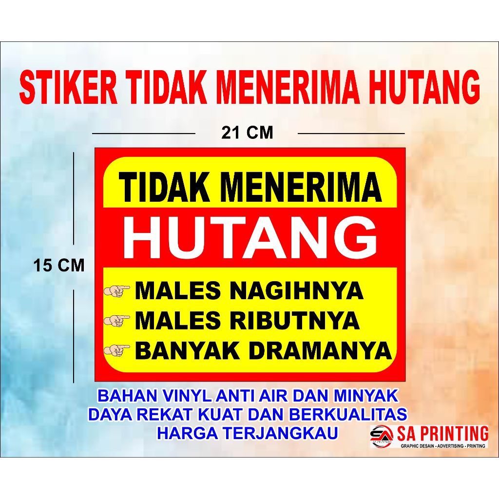 Stiker tidak menerima hutang