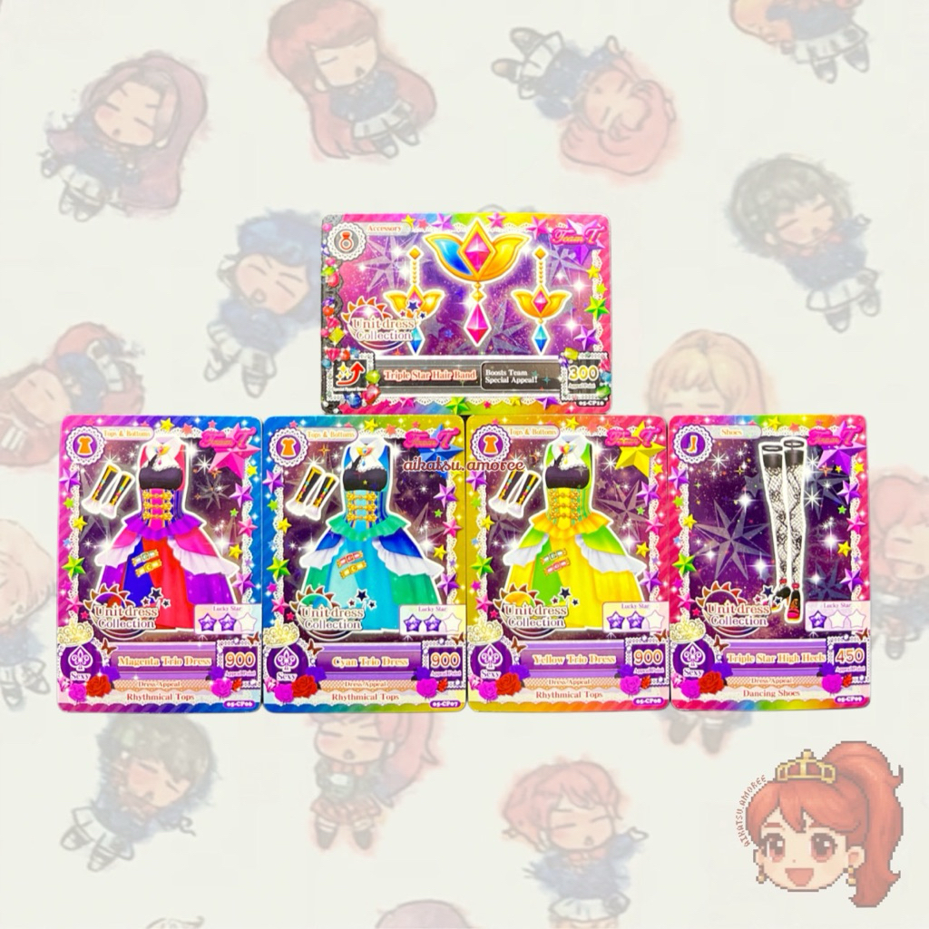 Aikatsu CP Unit Dress Collection Team Tristar Dress Set Cards