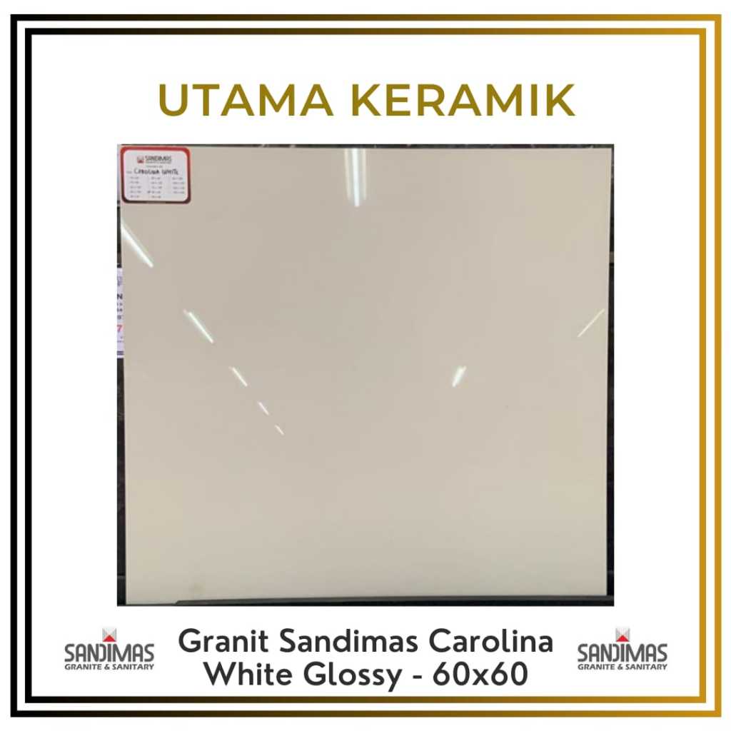 Granit Sandimas 60x60 Carolina White Glossy - Granit 60x60 Cream Polos Glossy