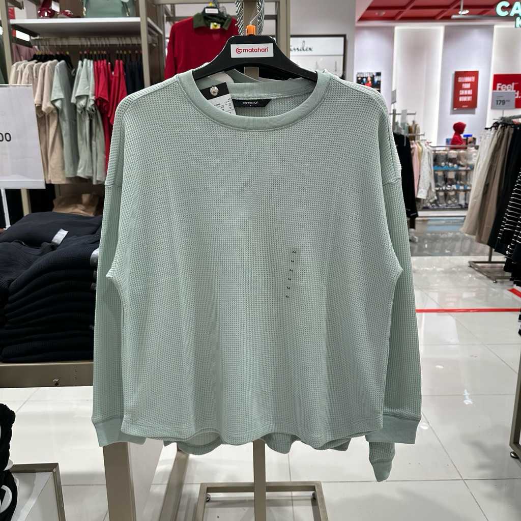 CNX Kaos lengan panjang polos wanita bahan rajut original brand matahari