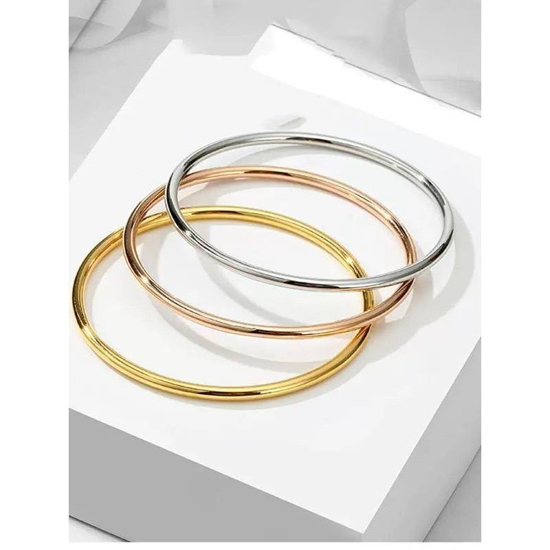 Gelang bulat polos emas gelang bangle polos titanium / gelang wanita bangle polos