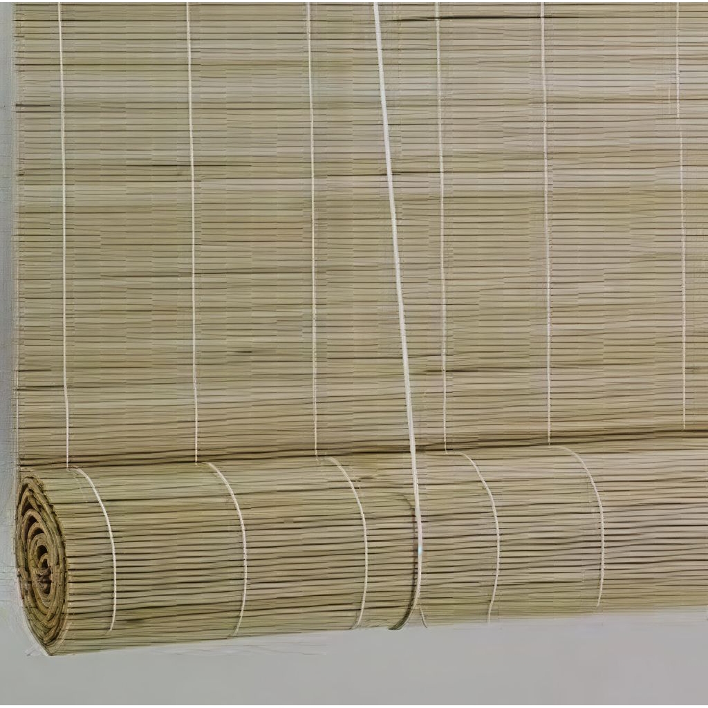 Tirai Rotan sawit 2x2 M plitur dan natural tirai krey ASLI ROTAN Lunjung plus tali+kerekan
