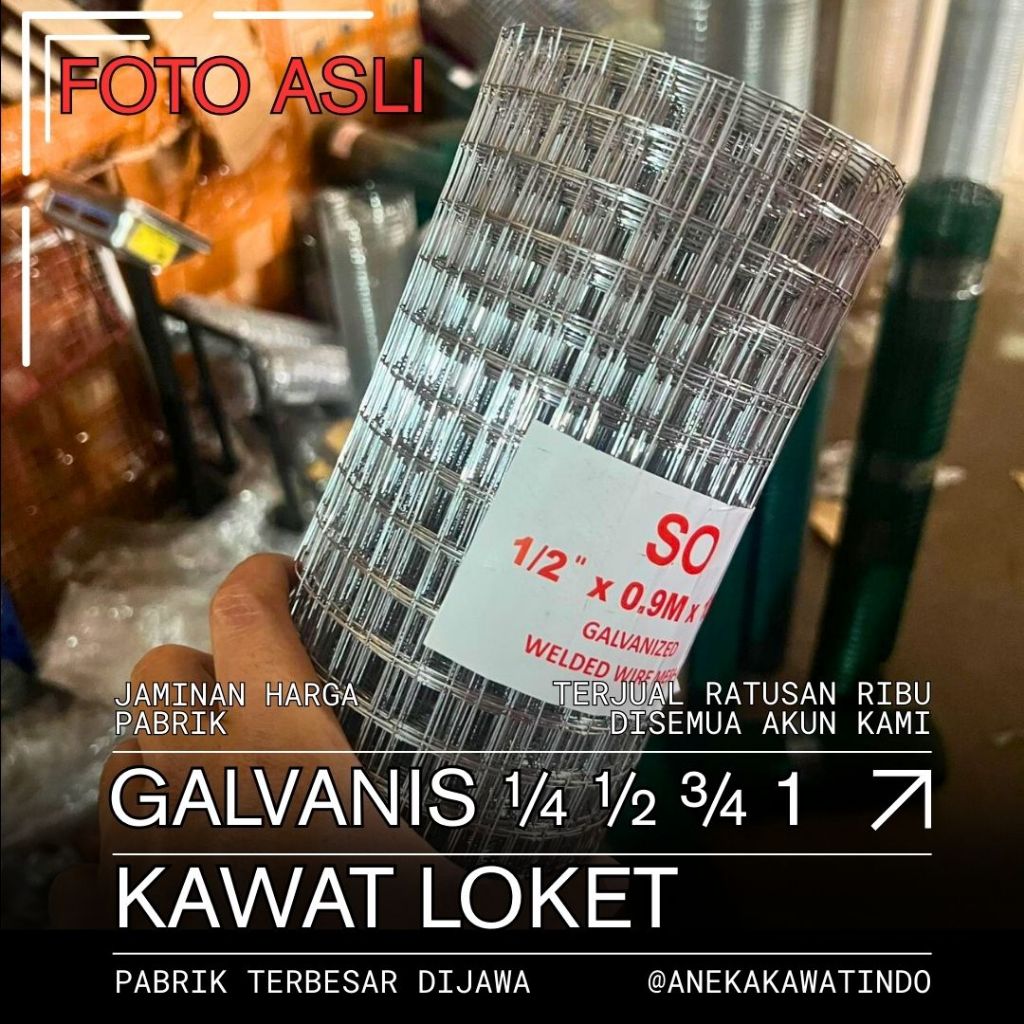 KAWAT LOKET GALVANIS 1/2" LUBANGAN 12X12MM