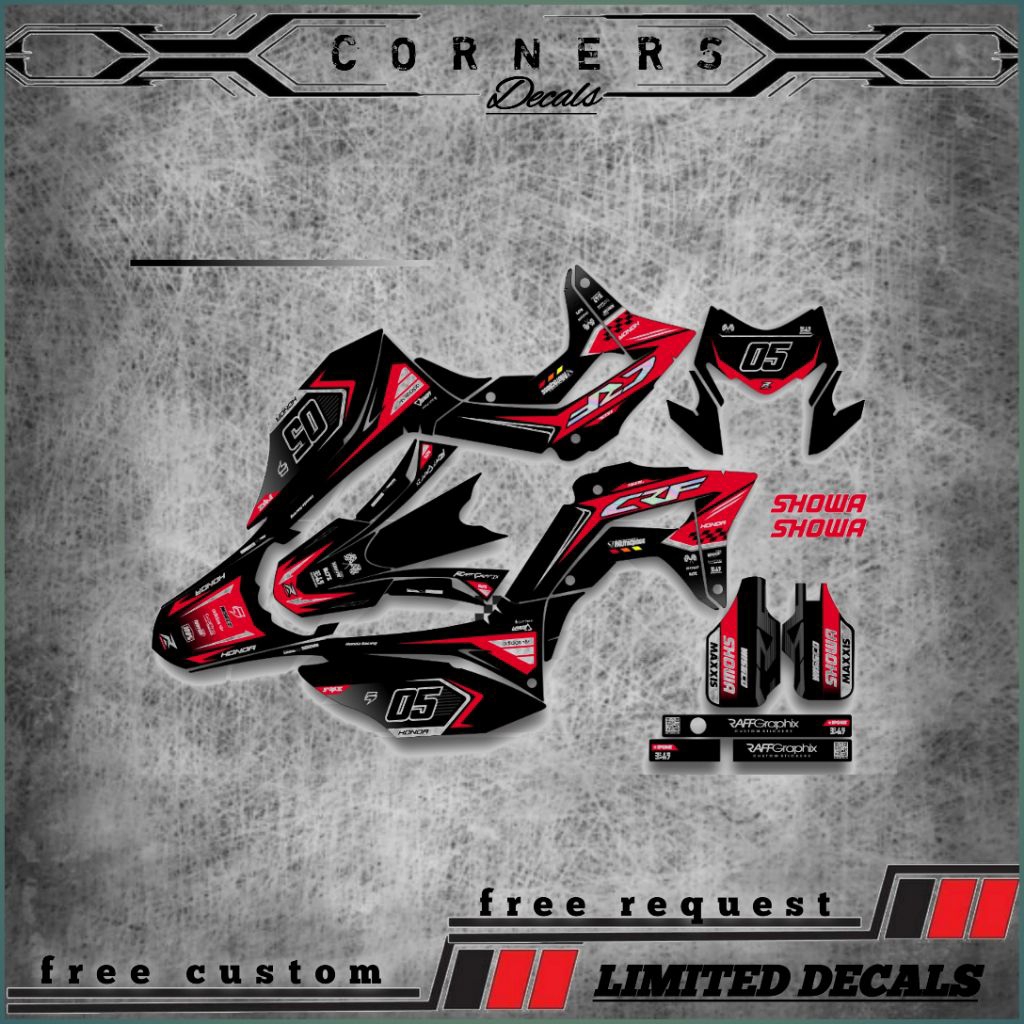 STICKER CRF 150 FULL BODY / DECAL CRF 150 FULL BODY / DECAL CRF BIRU /MERAH HITAM