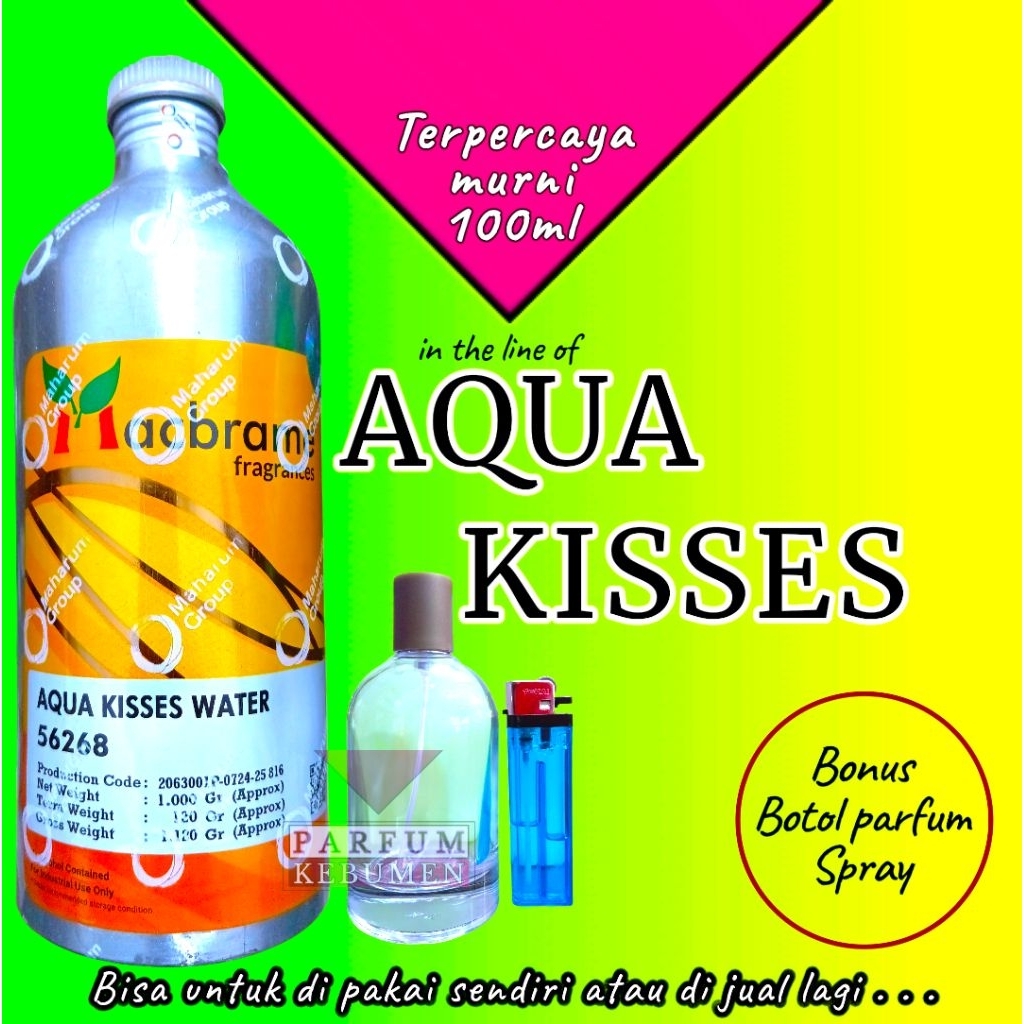 100ml bibit parfum murni AQUA KISSES WATER macbrame , gratis botol parfum spray ,  inspired by VS AQ
