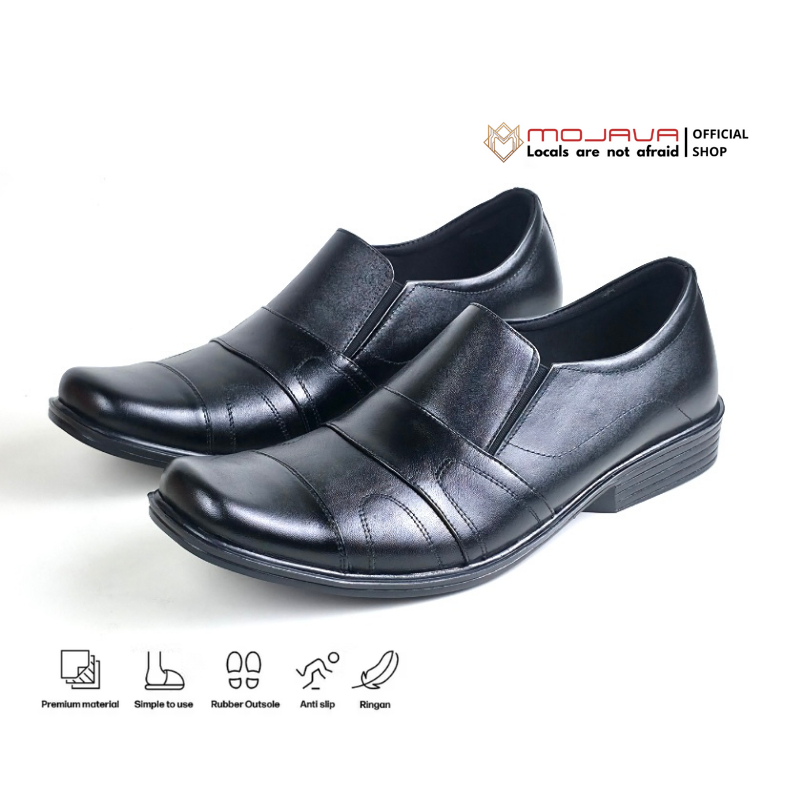 Mojava M37 Sepatu Pantofel Pria Oxford Slop Kulit Asli Hitam Size 39 sd 44
