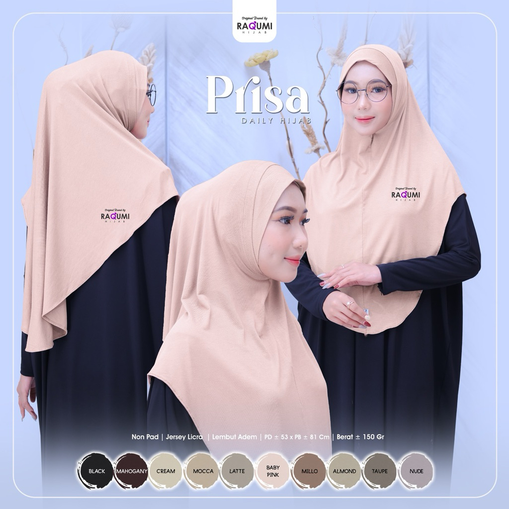 Prisa Daily Hijab Original Raqumi Hijab Non Pad Jersey Licra Raqumi Hijab Instant Prisa Raqumi