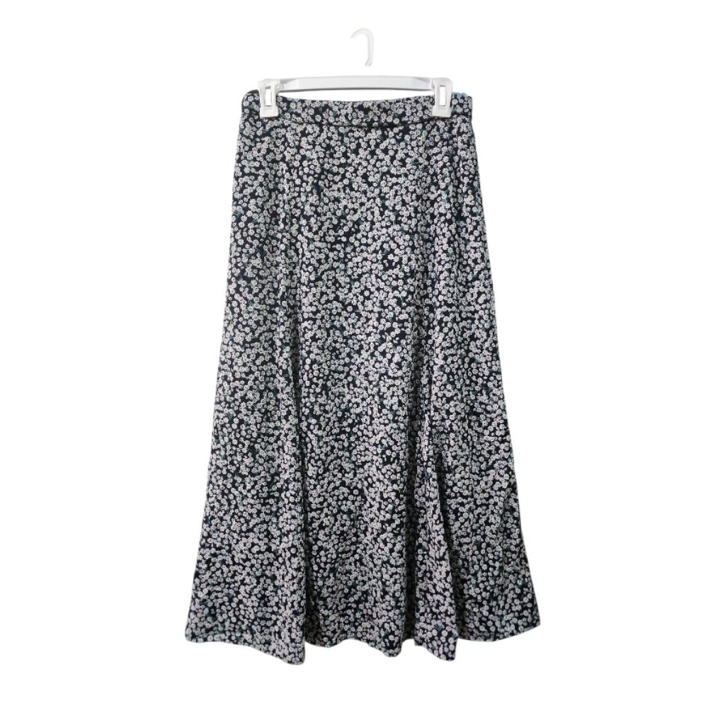 Rok Panjang Maxi Flare Skirt Motif Kawaii Bunga Flower Floral Vintage Brand Global Uniqlo GU Jepang 