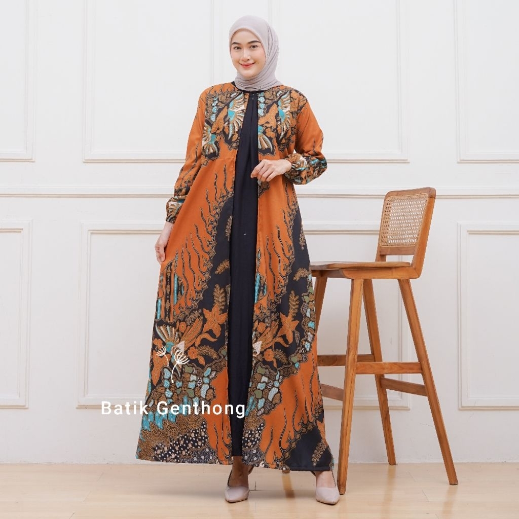 Gamis Batik Jetblack kombinasi Busui Jumbo LD100 LD110 LD120 LD130 Baju wanita Muslimah Modern Gamis