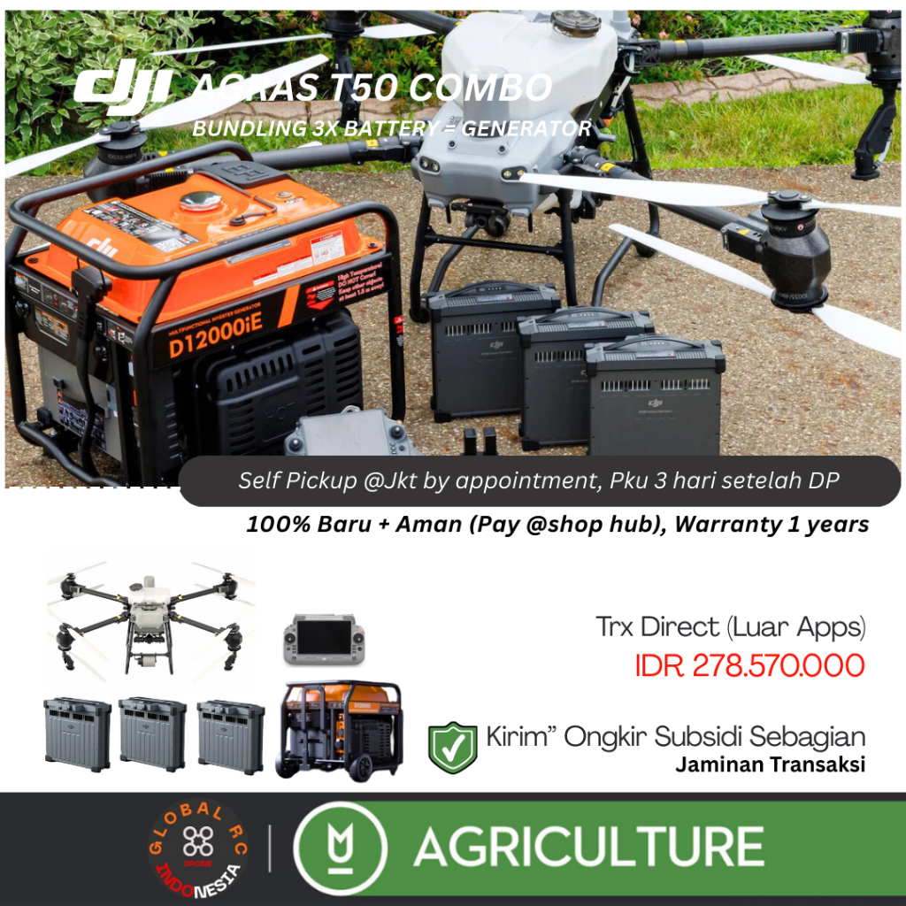 DJI Agras T50 Generator Combo 3 Battery Drone Pertanian Semprot Hama