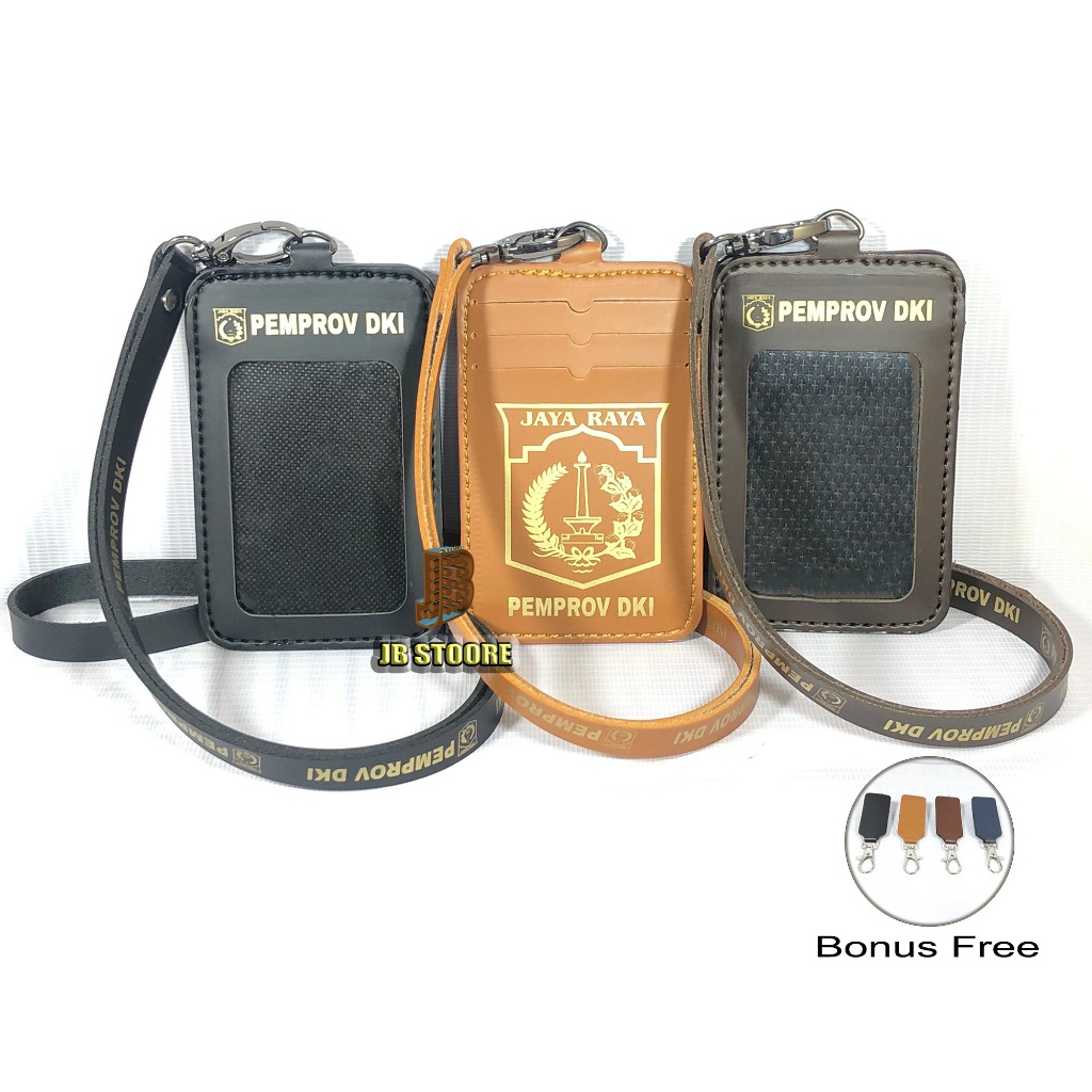 Tempat Id Card PEMPROV DKI Kulit / Id Card Holder Pemprov Dki Gantung / name tag pemprov dki tali ku