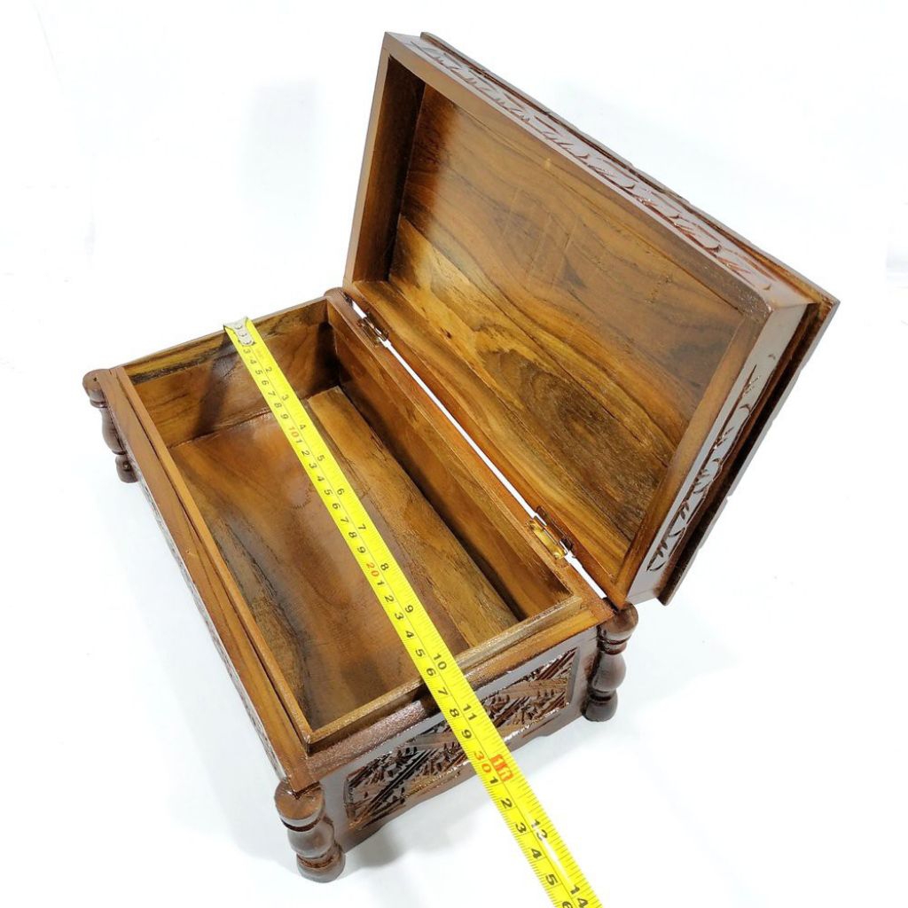 Kerajinan Ukir Kayu Jati Asli / Kotak Tempat Perhiasan /Kotak Kayu