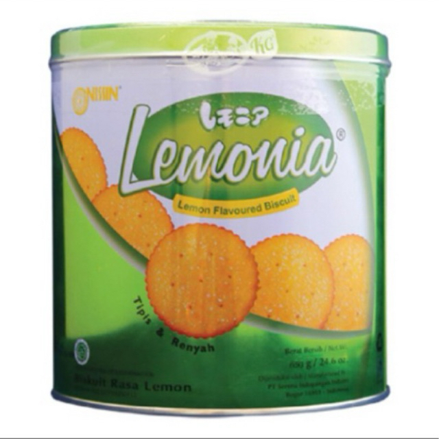 LEMONIA KALENG BISCUIT RASA LEMON 650gr /  Nissin Lemonia Biskuit Rasa Lemon Kaleng 650 g/NISSIN BIS