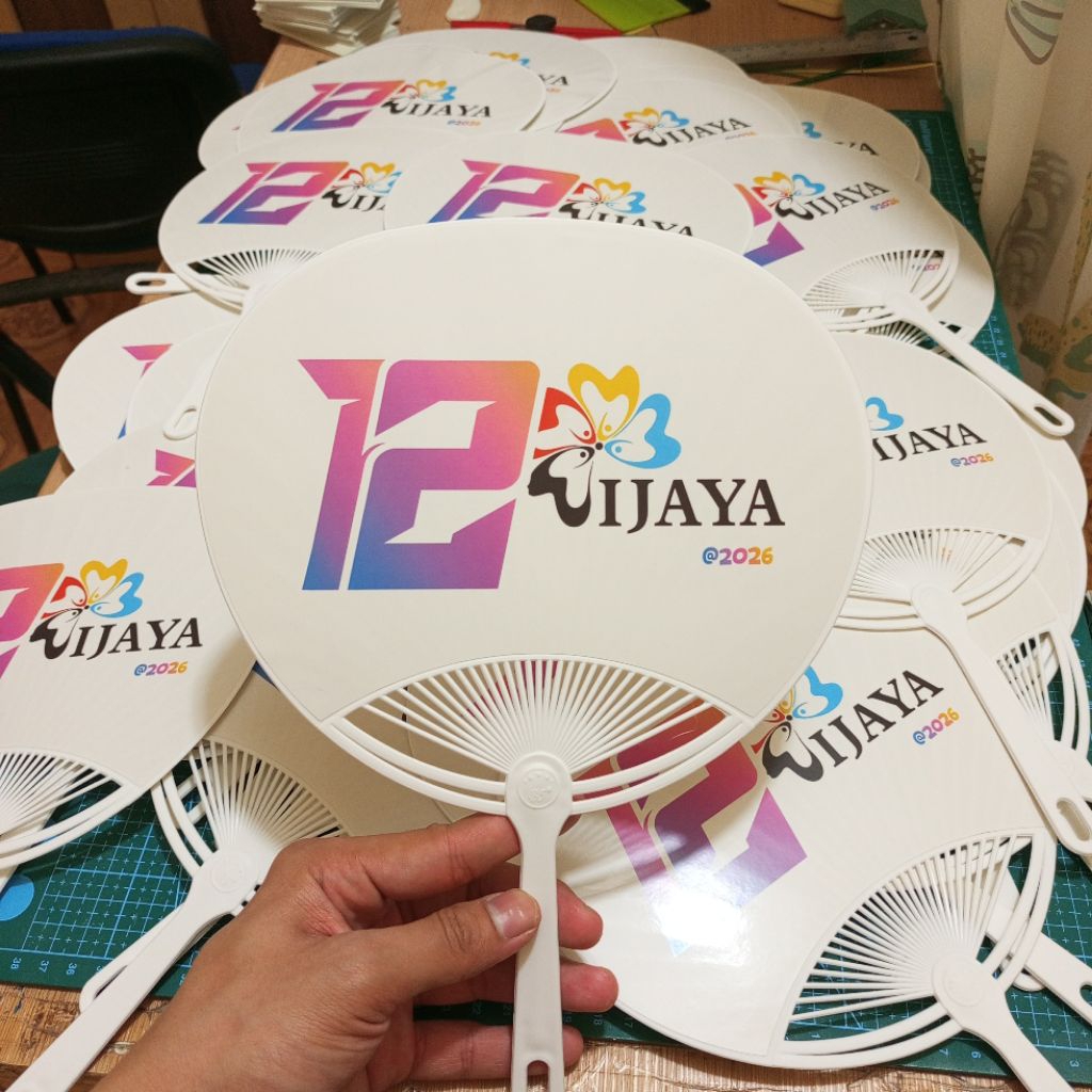 Print Kipas Kerang Promosi Plastik Souvenir Custom