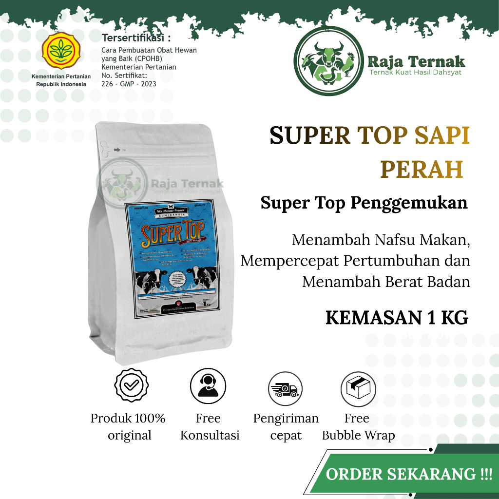 MIX MASTER PREMIX SUPER TOP SAPI PERAH - Suplemen Pakan Untuk Sapi Perah