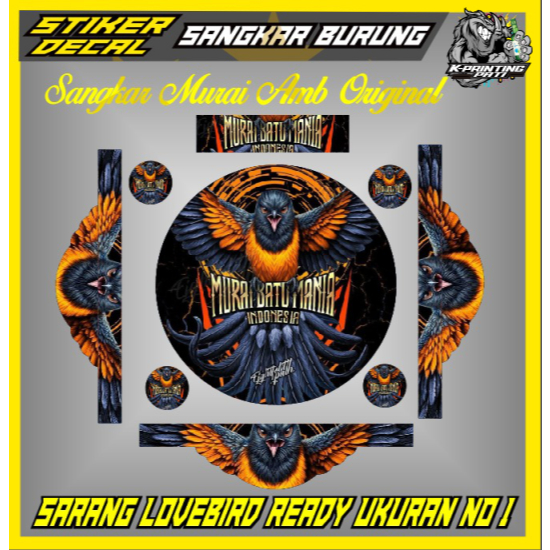 Stiker Sangkar Burung Love Bird/ Ukuran No.1/ Diameter 33CM Kurungan Manuk