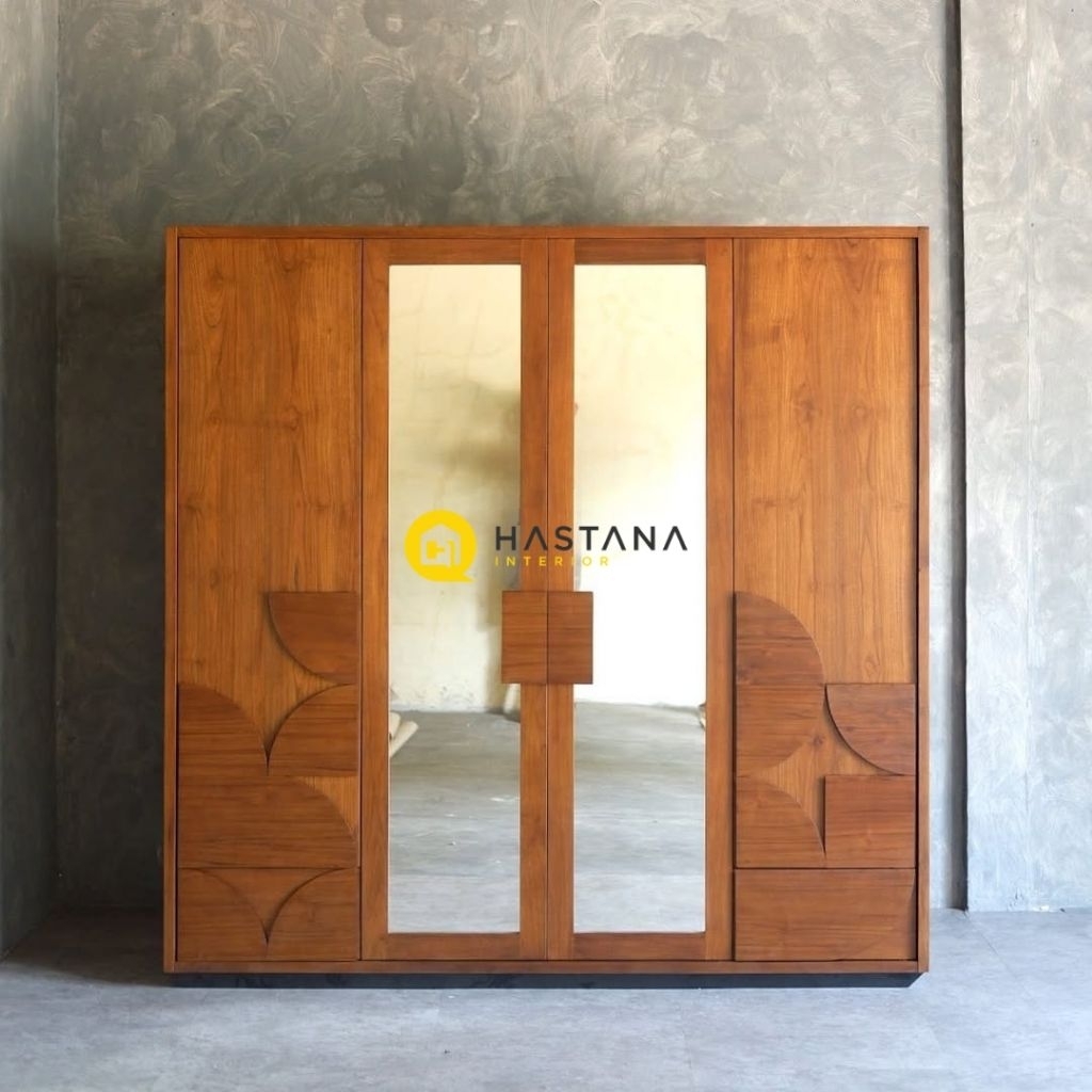 lemari pakaian kayu jati 4 pintu
