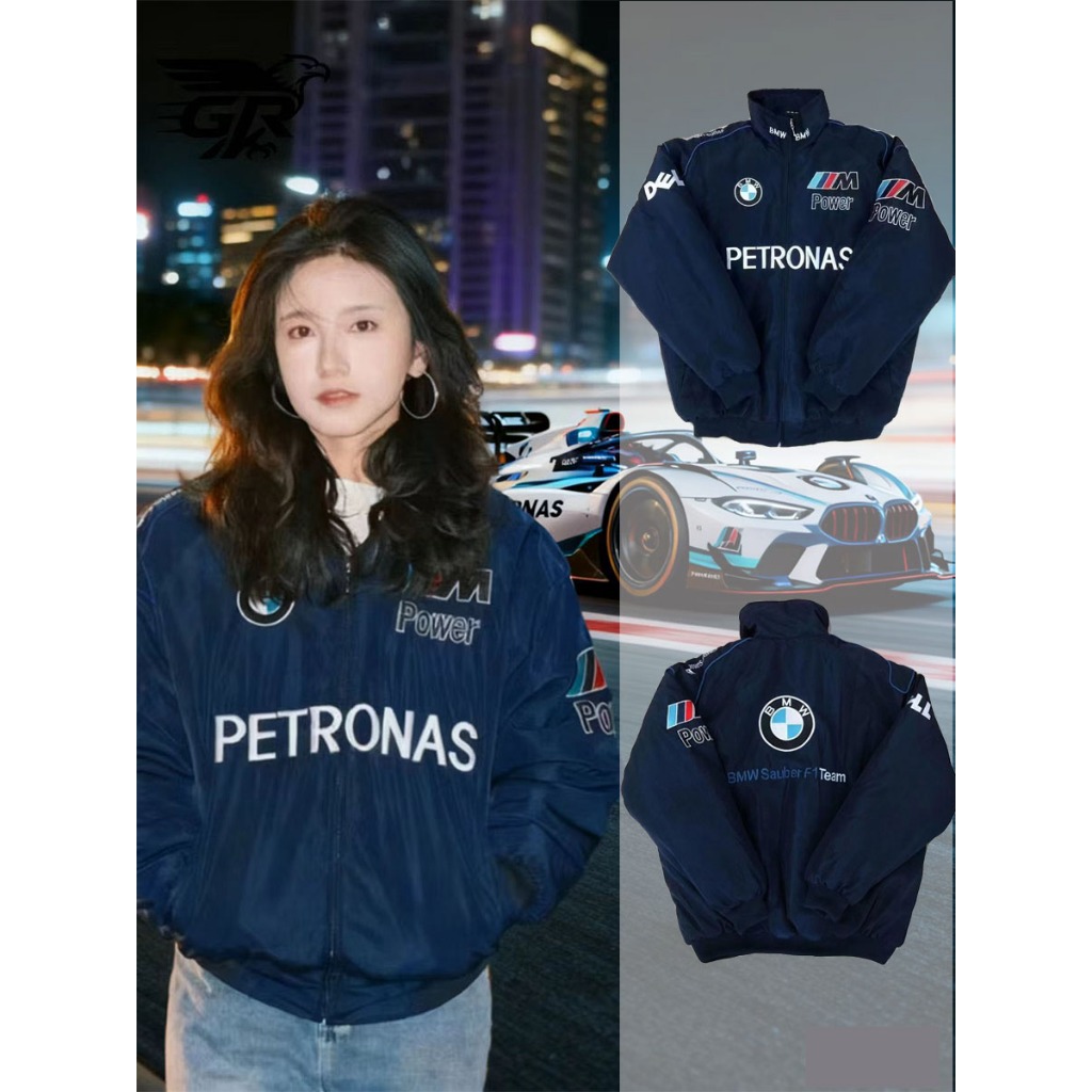 GR F1 BMW Jaket Bomber Unisex Korean Style Windproof Baju Olahraga Cozy Jeket Varsity bordir Premium