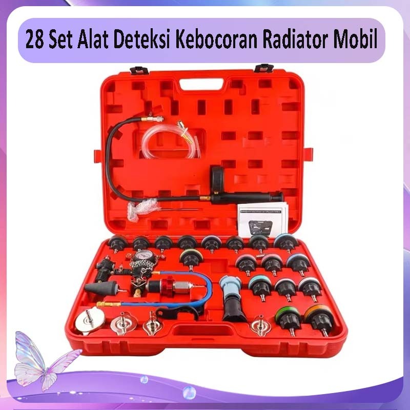 28pcs Radiator Cup Tester Tester Set Tangki Deteksi Kebocoran Radiator Pressure Tester Set