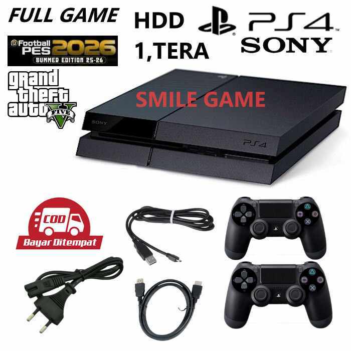 HARGA TERBAIK PS4 FAT KAPASITAS HARDISK 1TB, FULL FREE GAME SIAP MAIN SAJA  + 2 STIK WIRELLES