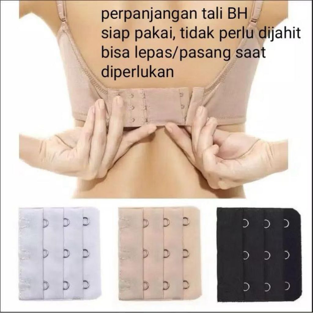 Pengait BH Bra Extension Penyambung Tali BH 2 / 3 Pengait Sambungan BH Tidak Perlu dijahit