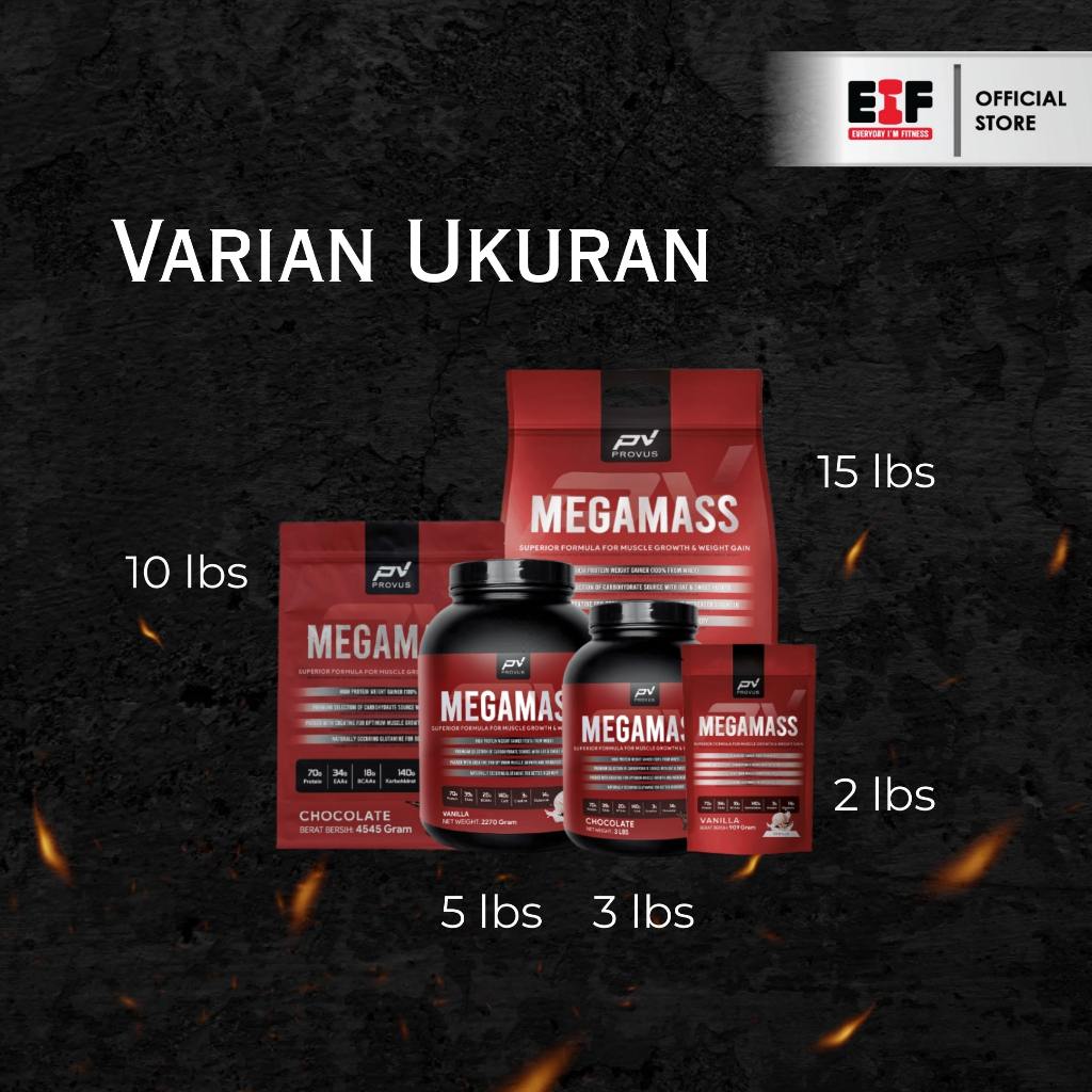 Provus Mega Mass 3Lbs / 1360G Susu Gainer Penambah Berat Badan Megamass