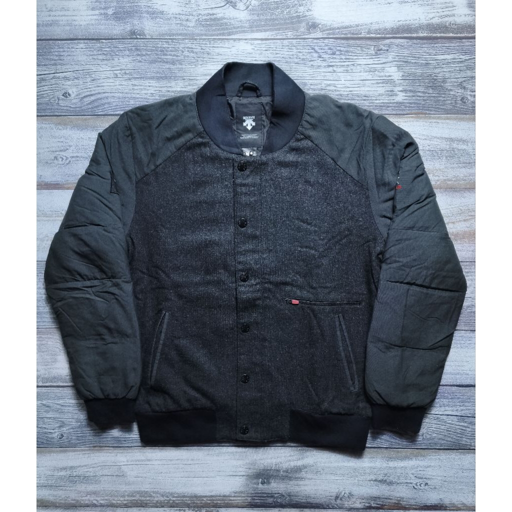 Jaket descente bomber varsity puffer heat navi pocket motoran hangout unisex grey branded