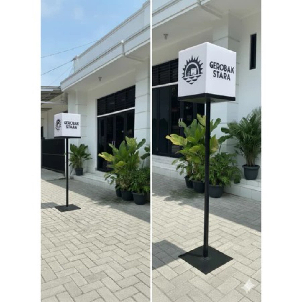 Neon Box Kubus Standing Lengkap Siap Pasang Kubus Custom Dengan Tiang Standing
