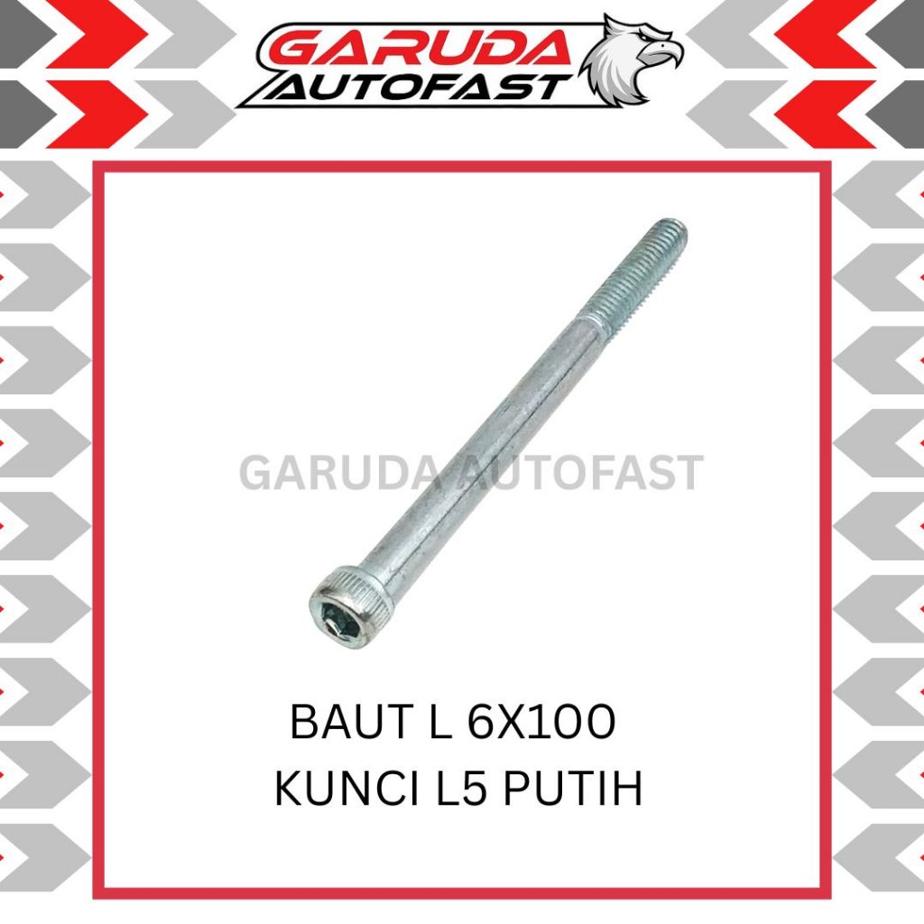 Baut L M6x100 Baut 10 Kunci L5 Putih Galvanis