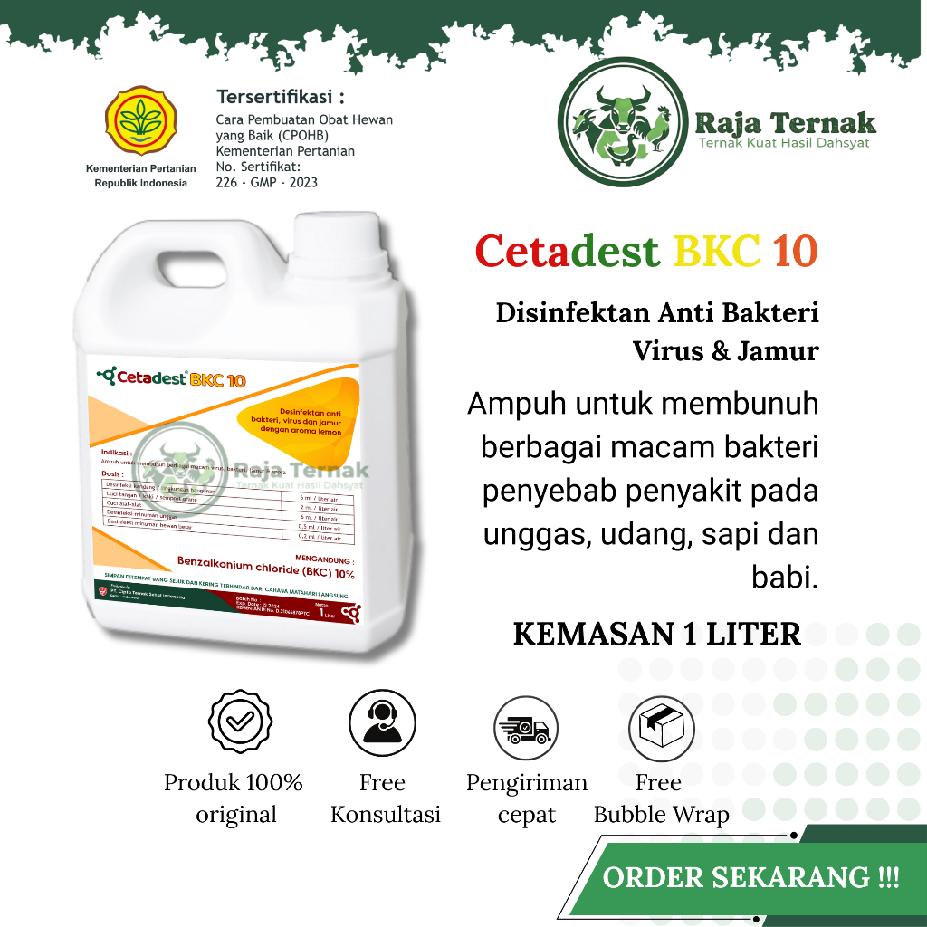 CETADEST BKC 10 - Disinfektan Konsentrat Aroma Lemon