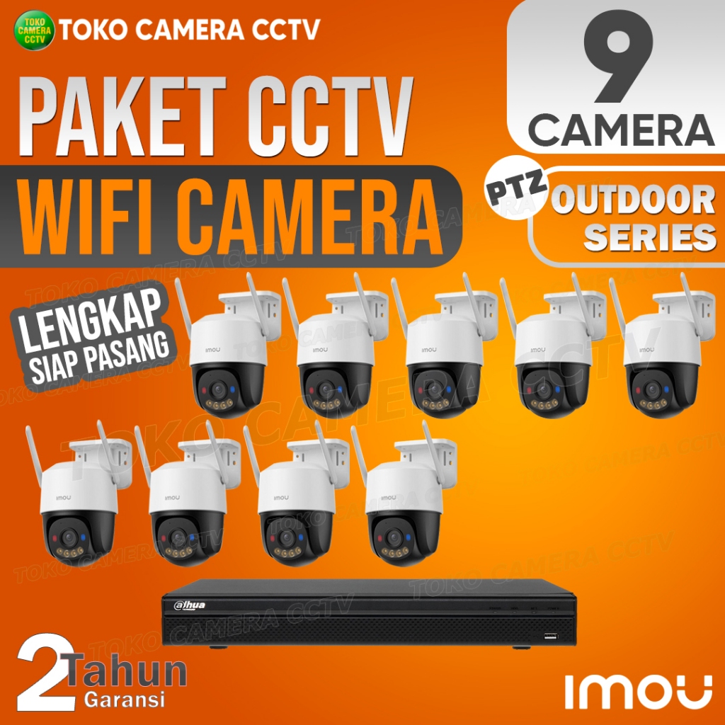 PAKET CCTV WIFI PTZ IMOU OUTDOOR 16 CHANNEL 9 KAMERA