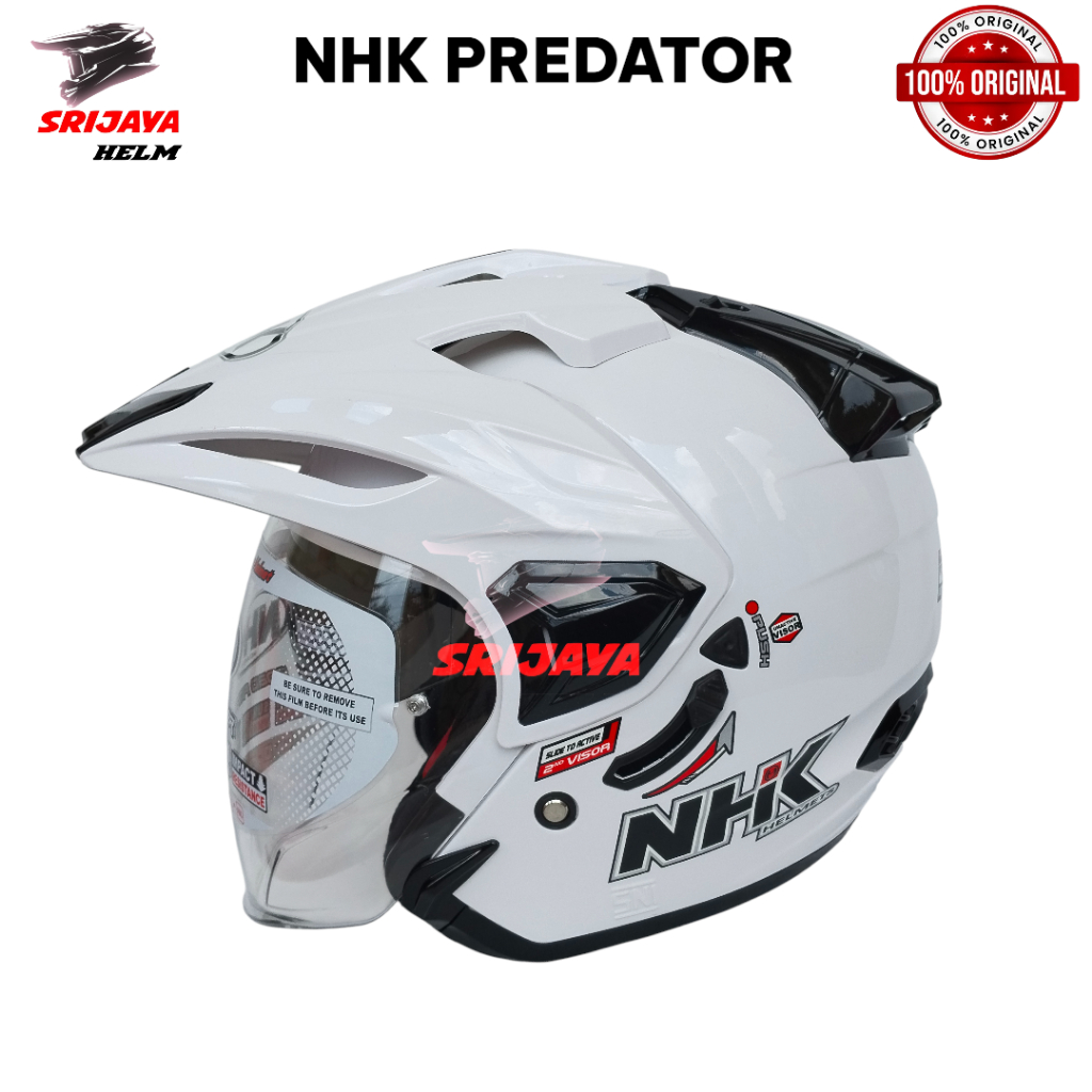 HELM NHK PREDATOR CRYPSTON PUTIH DOBEL VISOR PULL WARNA | 100% ORIGINAL