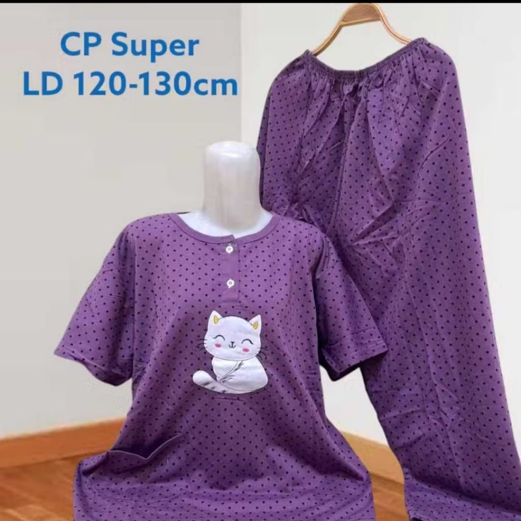 Baju Tidur Wanita Babydoll CP Super Jumbo 4L Oversize Bahan Kaos LD 128-130Cm / Free Goodie Bag