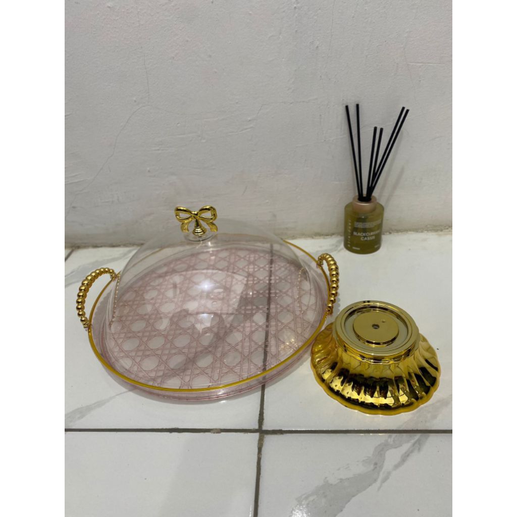 Tempat Kue Aesthetic Wadah Roti Mewah Tudung Saji Set Mewah Penutup Makanan