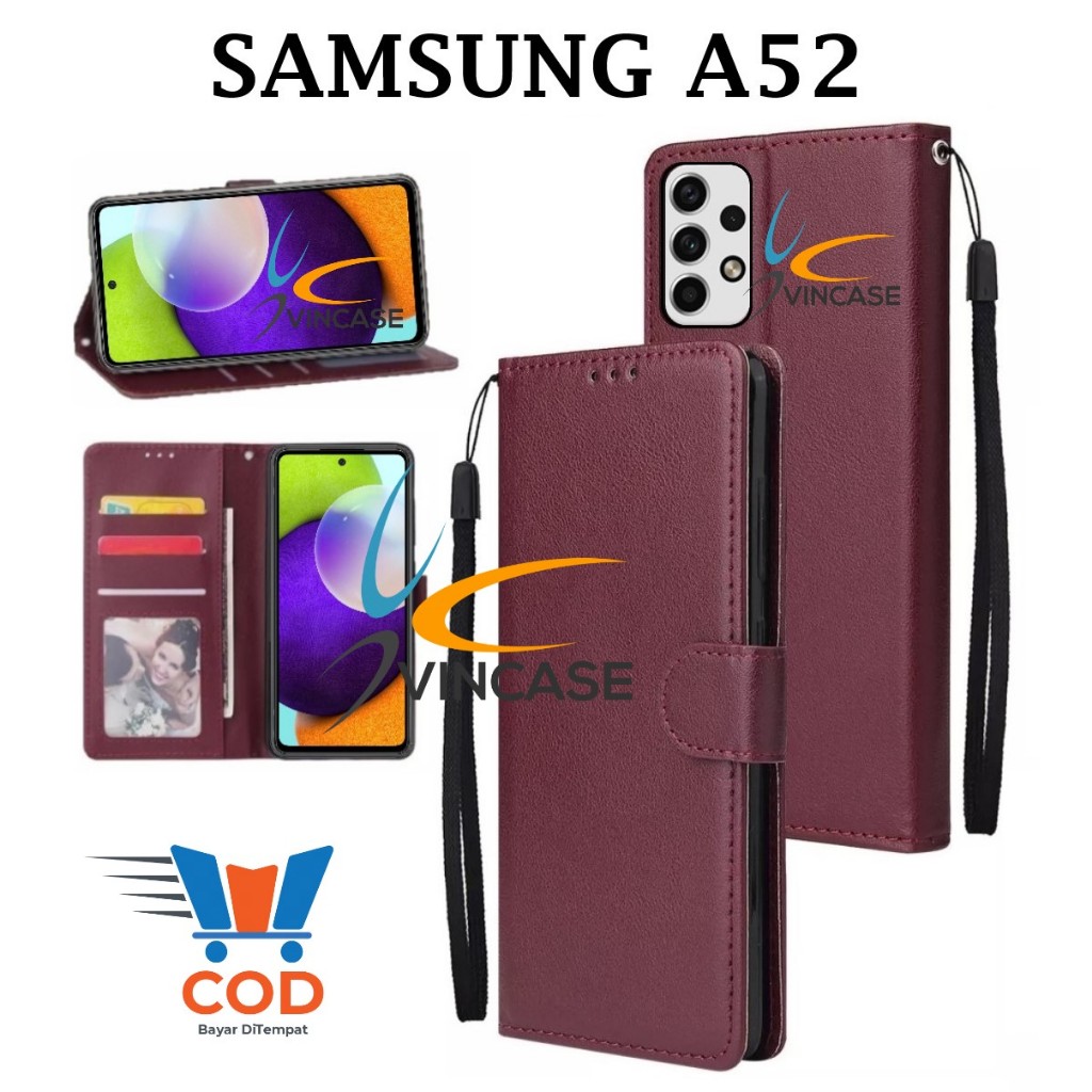 CASE SAMSUNG A52 FLIP LEATHER CASE PREMIUM - FLIP WALLET CASE KULIT UNTUK SAMSUNG A52 - CASING DOMPE
