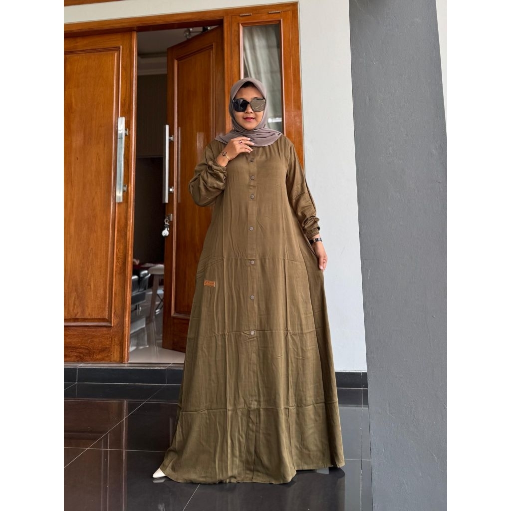 Gamis busana muslim dress Azwa Polos All Size by Saulin Store