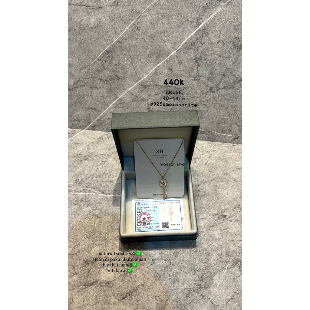 KM156 |Kalung Italy Rosegold Kunci Mata Moissanite Perak s925 Silver s925