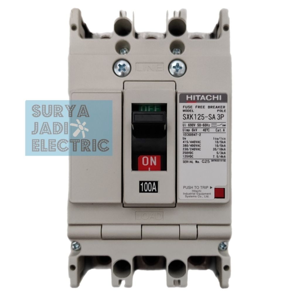 MCCB Breaker Hitachi SXK-125SA 100A/3P | MCCB Breaker Hitachi 100A 3P 3 Pole ORIGINAL