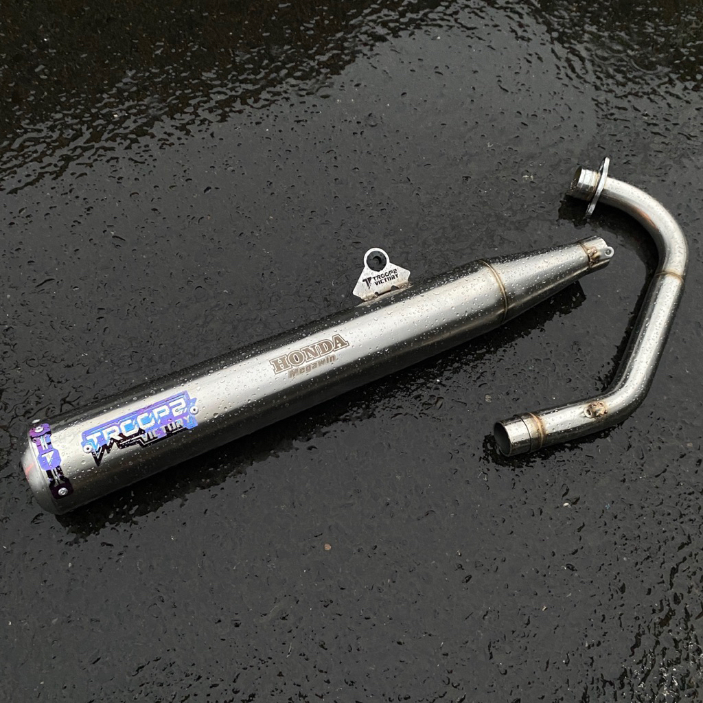 KNALPOT TROOPZ EXHAUST KCT RACING MODEL STANDART WIN UNTUK MEGAPRO VERZA CB150 DLL