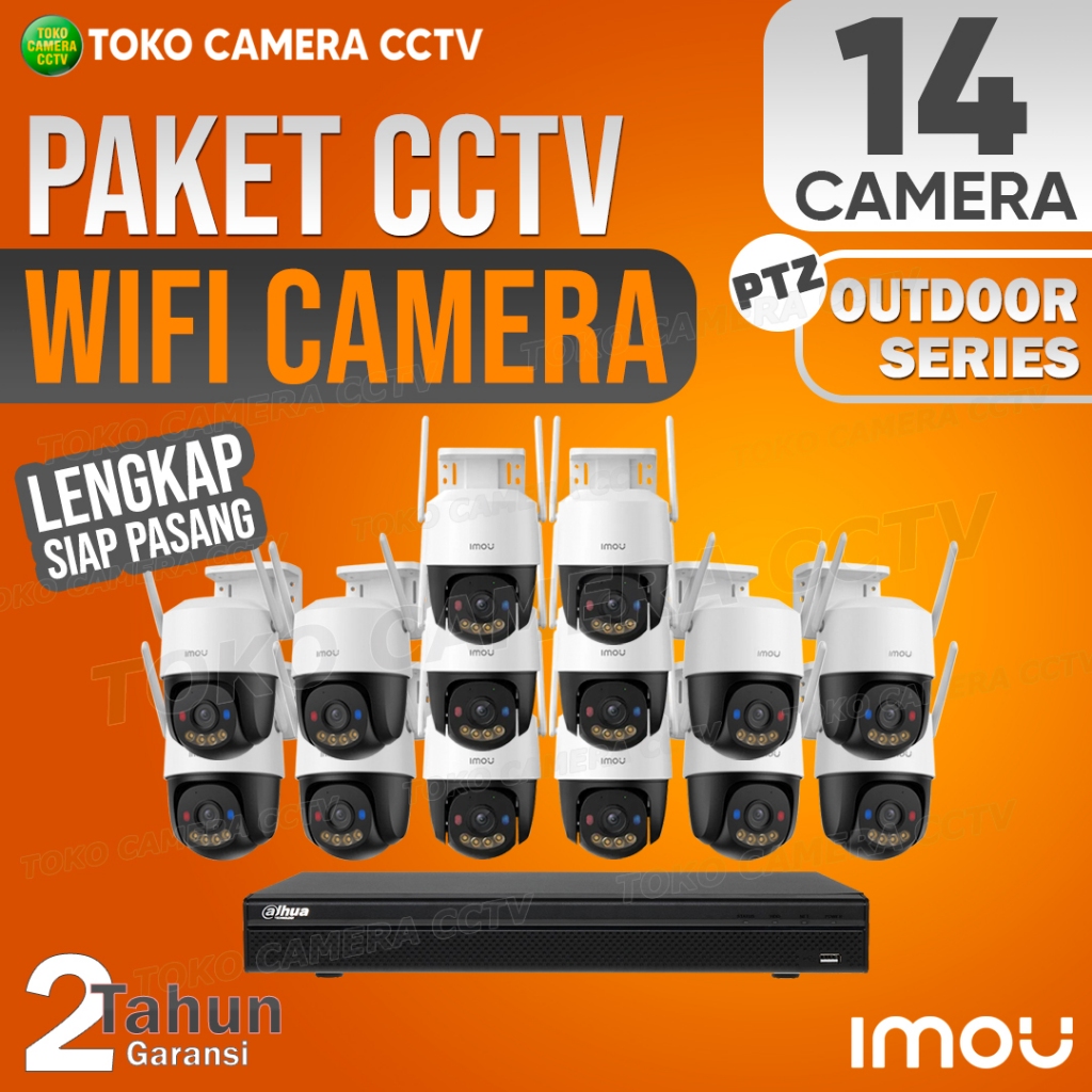 PAKET CCTV WIFI PTZ IMOU OUTDOOR 16 CHANNEL 14 KAMERA