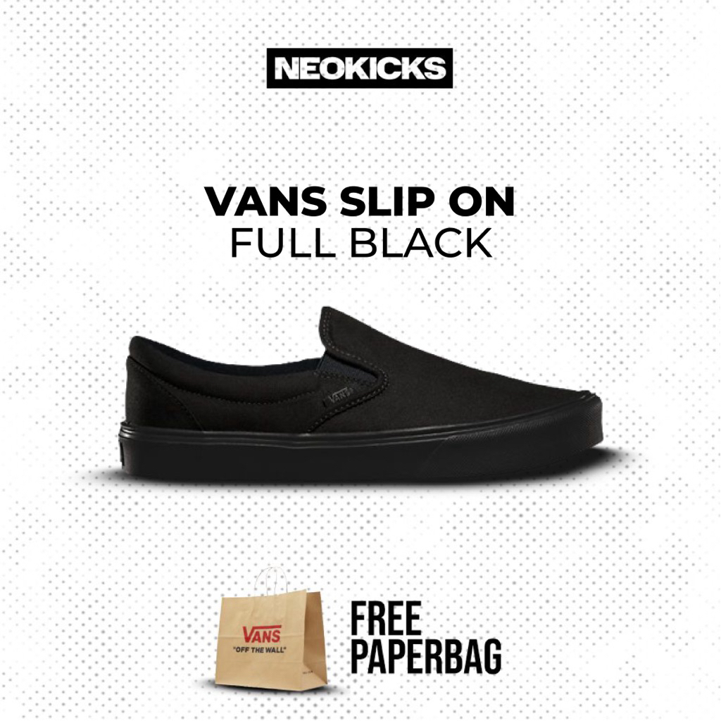 VANS SLIP ON - FULL BLACK | 100% ORIGINAL