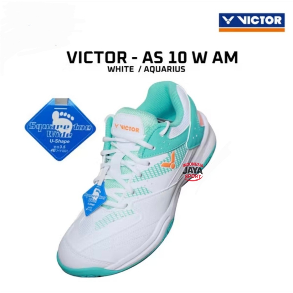 Sepatu Badminton VICTOR AS 10 W LG  Dewasa & Anak anak WHITE/AQUARIUS