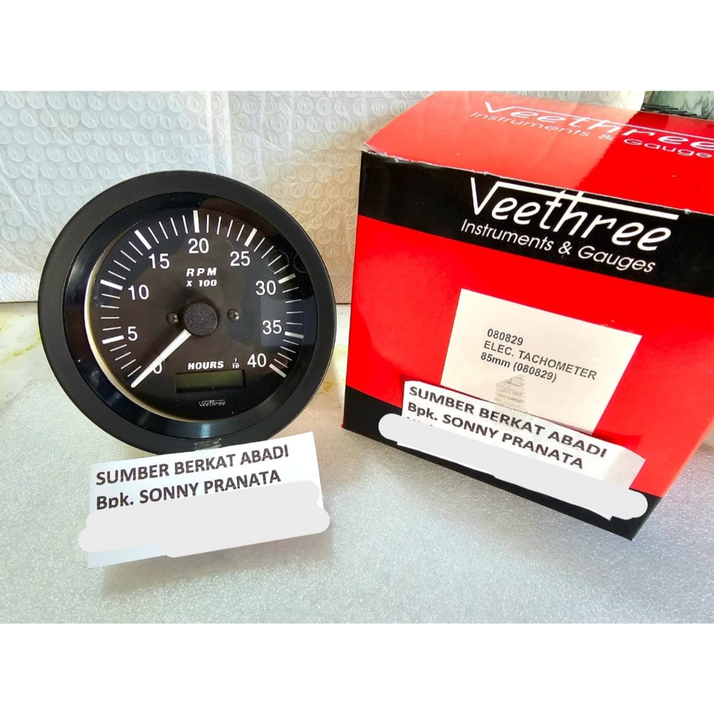 BEST - VEETHREE 080829 MPU HOURS AND TACHOMETER 0 - 4000 RPM 85MM WITH LCD - 12V 24V - GENUINE