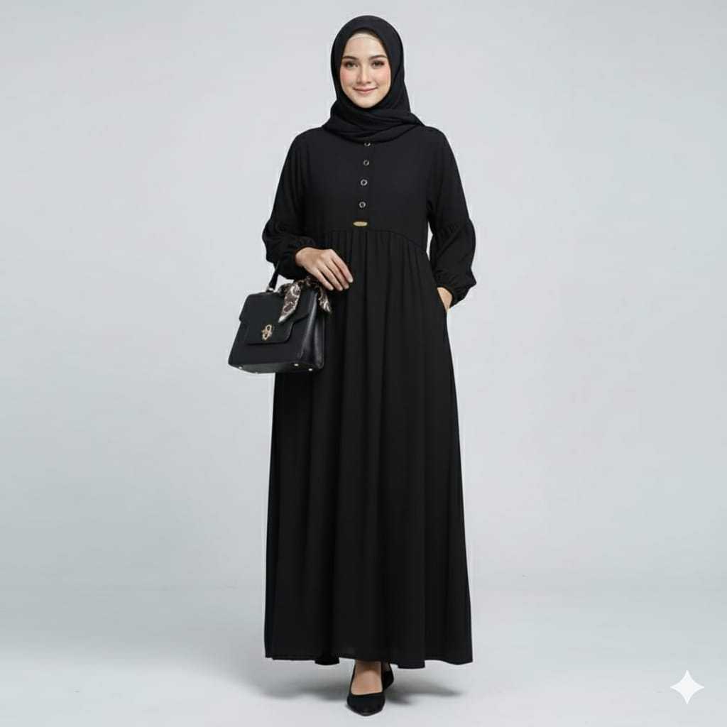 MIDI DRESS OLIVE / RAYON TWILL PREMIUM / MIDI DRESS MODERN WANITA