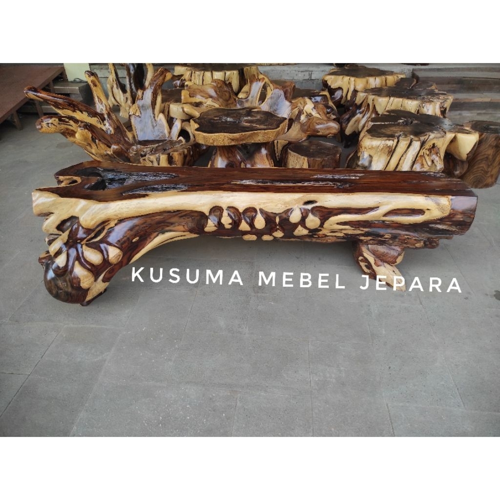 Kursi Bangku Kayu Sonokeling Solid/Utuh Mebel Jepara (Panjang 210cm x Lebar 80cm , 40cm x Tinggi 55c